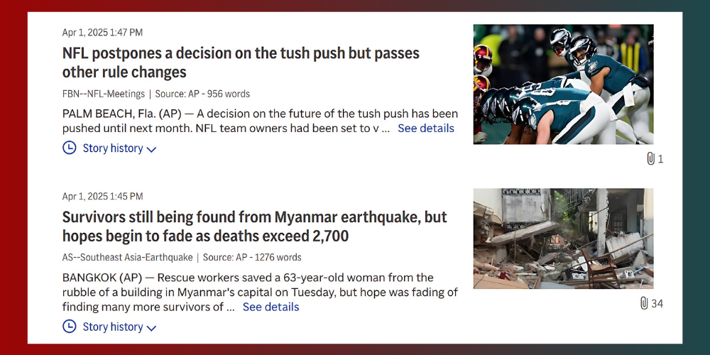 Screenshot of AP Newsroom