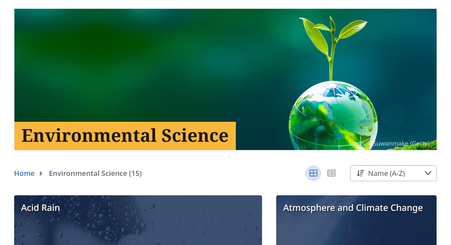 Screenshot of Science Reference Source in the Environmental Science section